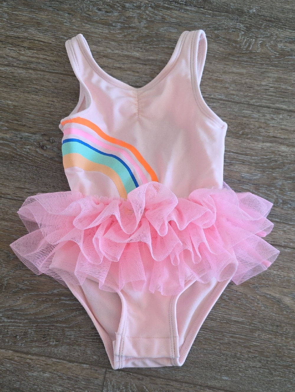 Cat & Jack Pink Toddlers Rainbow Tutu Swimsuit 2T